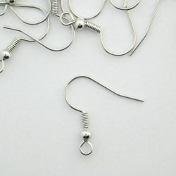 Silver Tone 18mm Earwires - 50 Pairs