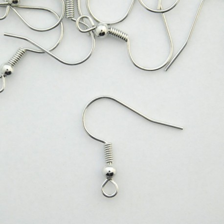 18mm Earwires - Silver Tone - 50 Pairs