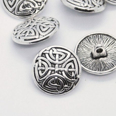 17mm Celtic Knot Shank Buttons - Antique Silver Tone - Pack of 2