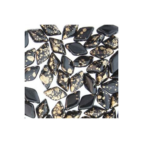 GemDuo Beads - Jet Gold Splash - 5g