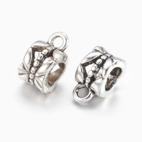 Butterfly Pendant Bail - Antique Silver Tone - 11mm - Pack of 10