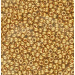 8/0 Czech Seed Beads - Metallic Dark Gold - 20g