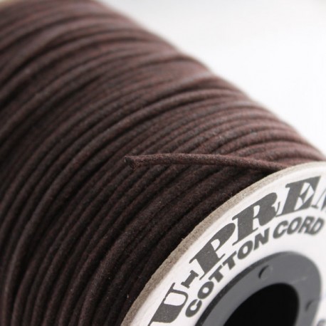 2mm Premium Waxed Cotton Cord - Brown - per metre