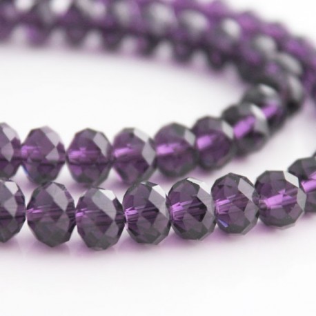 6mm x 8mm Crystal Rondelle Beads - Amethyst - 20cm strand