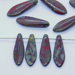 Dagger Beads 5mm x 16mm - Dark Red Travertine - Pack of 10