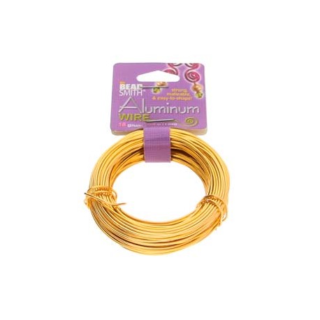 Beadsmith Aluminium 18ga (1mm) Craft Wire - 12m - Gold Colour