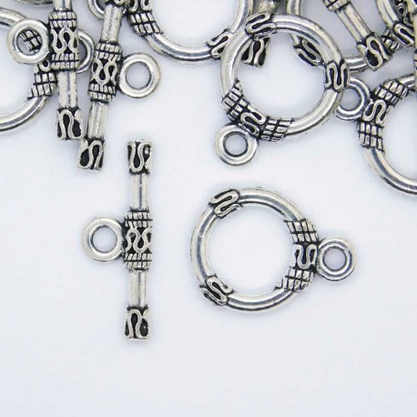 13mm Toggle Clasps - Antique Silver Tone - Pack of 5 sets