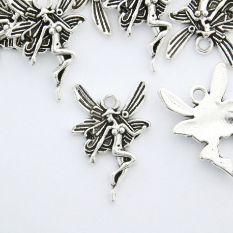 23mm Fairy Charm - Antique Silver Tone - Pack of 6