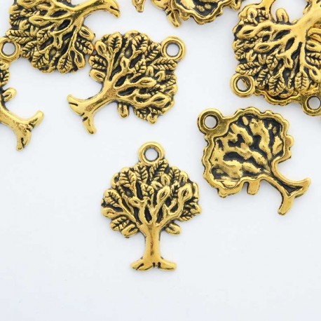 22mm Tree of Life Charm - Antique Gold Tone - Pack of 6