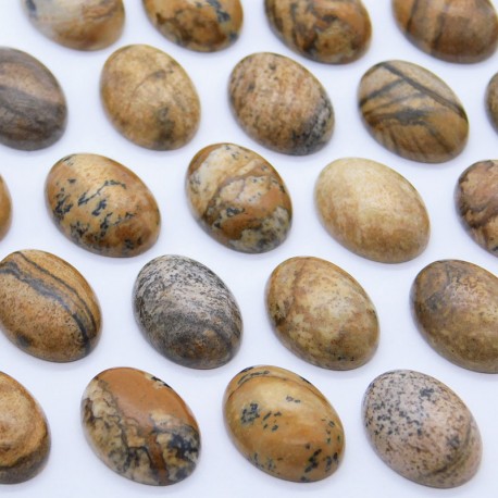 Picture Jasper Gemstone Cabochon - 14mm x 10mm - Pack of 1