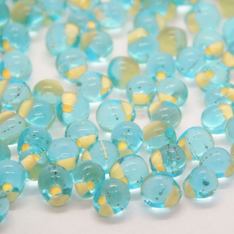 Miyuki 3.4mm Drop Beads - Peach Lined Light Blue - 10g