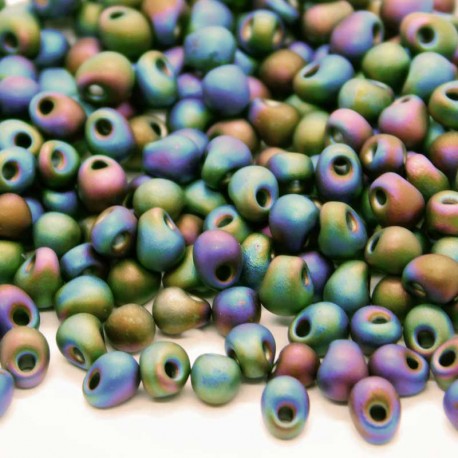 Miyuki 3.4mm Drop Beads - Matt Black AB - 10g