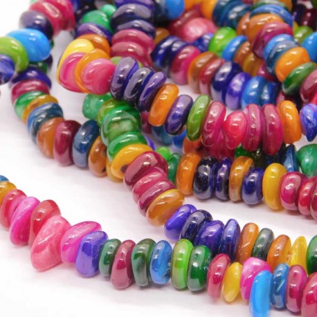 Shell Chip Beads - Mixed Colours - 37cm strand