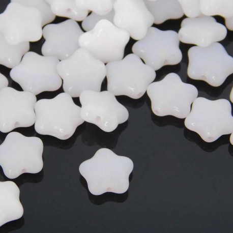 8mm Czech Pressed Stars - Alabaster White - Pack of 25