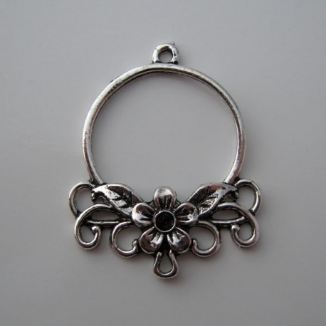 34mm Flower Pendant Connector - Silver Tone - Pack of 4