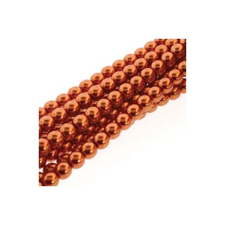 6mm Czech Glass Pearl Beads - Copper - Pack of 75