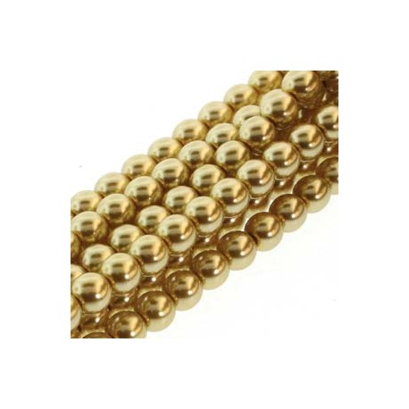 6mm Czech Glass Pearl Beads - Gold - Pack of 75