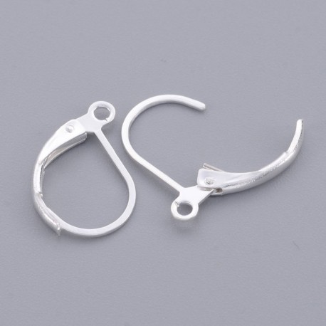 15mm Leverback Earwires - Silver Plated - 10 Pairs