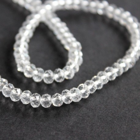 3mm x 4mm Crystal Glass Rondelles - Clear - 41cm strand