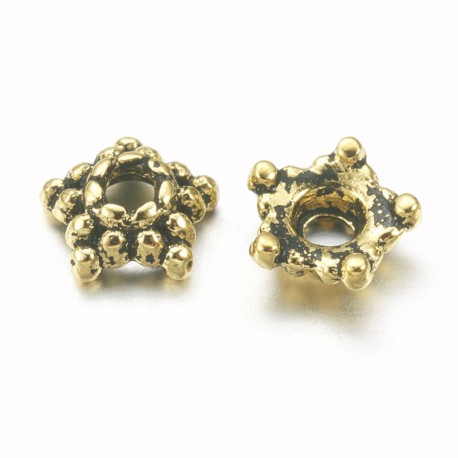 5.5mm Antique Gold Tone Bead Cap - Star Shape - Pack of 50