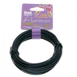 Beadsmith Aluminium 18ga (1mm) Craft Wire - 12m - Black Colour