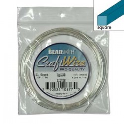 21ga (0.7mm) Beadsmith Square Craft Wire - Silver Colour - 4ydsl