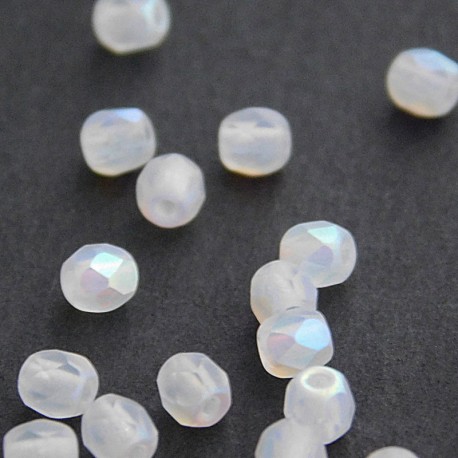 3mm Fire Polished Czech Glass Beads - Crystal AB Matt