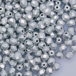 4mm Fire Polished Czech Glass Beads - Aluminium Silver - Pack of 50