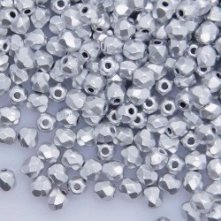 3mm Fire Polished Czech Glass Beads - Aluminium Silver - Pack of 50