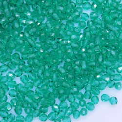 3mm Fire Polished Czech Glass Beads - Emerald - Pack of 50