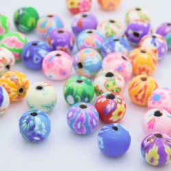 8mm Round Polymer Clay Beads - Pack of 30
