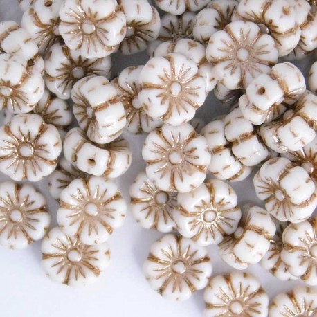 9mm Czech Pressed Flowers - Chalk Bronze - Pack of 10