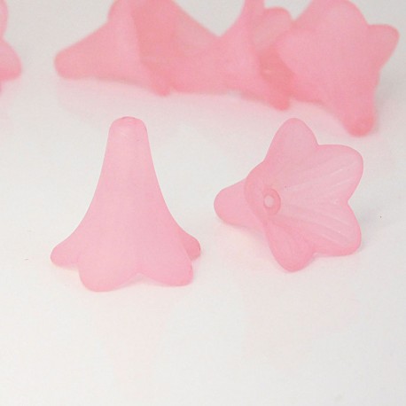 22mm Frosted Acrylic Flower Beads - Pink - Pack of 10