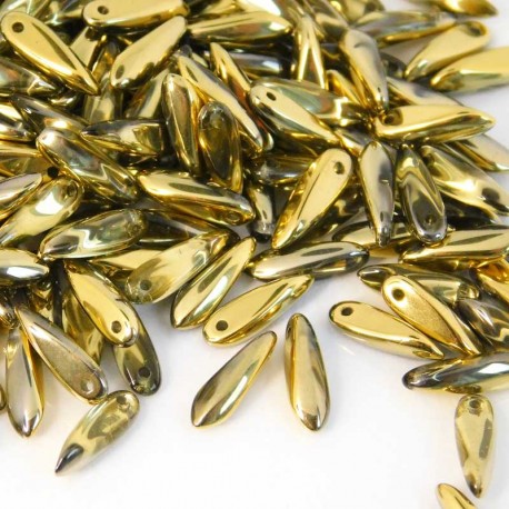 Czech Glass Dagger Beads 3mm x 10mm - Crystal Amber - Pack of 50