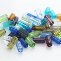 9.5mm Glass Tube Beads - Mixed Colours