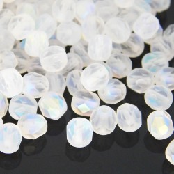 6mm Fire Polished Czech Glass Beads - Crystal AB Matt - Pack of 50