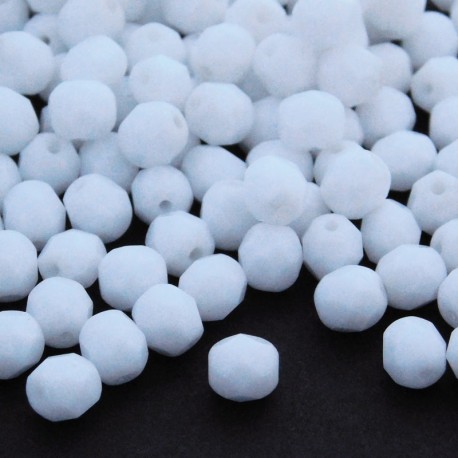 6mm Fire Polished Czech Glass Beads - Chalk White - Pack of 50