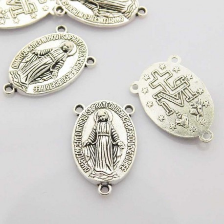 22mm Rosary Connector - Silver Tone - 1pc / 4pcs