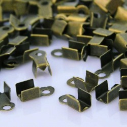 9mm x 4mm Fold Over Cord Ends - Bronze Tone - Pack of 50