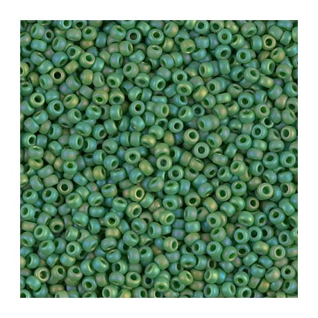 Miyuki Seed Beads 8/0 - Matt Opaque Green AB (411fr) - 10g