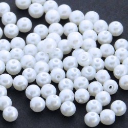 4mm Value Glass Pearl Beads - Bright White - Pack of 100