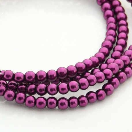 4mm Value Glass Pearl Beads - Light Plum - 76cm strand