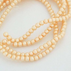 4mm Value Glass Pearl Beads - Dark Cream - 76cm strand
