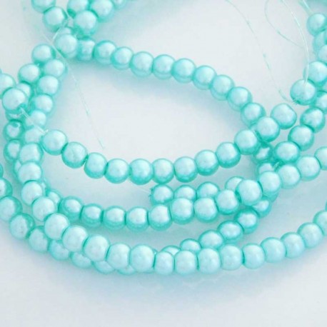 4mm Value Glass Pearl Beads - Light Blue - 76cm strand