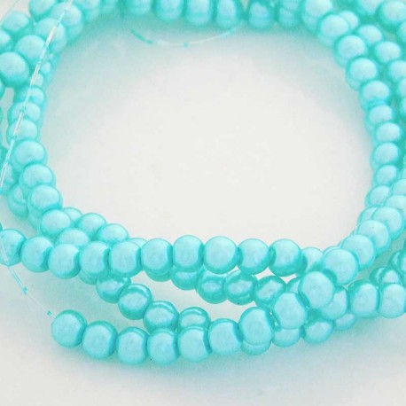 4mm Value Glass Pearl Beads - Light Turquoise - 76cm strand