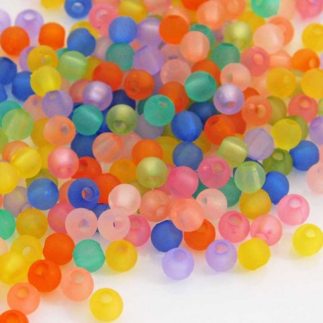 4mm Round Frosted Acrylic Beads - Mixed Colours - Pack of 300
