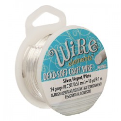 24ga (0.51mm) 20ga (0.8mm) Beadsmith Dead Soft Craft Wire - Silver Plated - 10yds