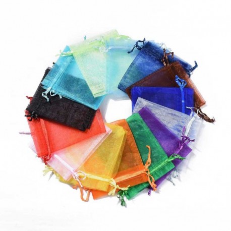 12cm x 10cm Organza Gift Bags - Mixed Colours - Pack of 10