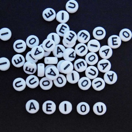 7mm Acrylic Alphabet Beads - Vowels - Pack of 50