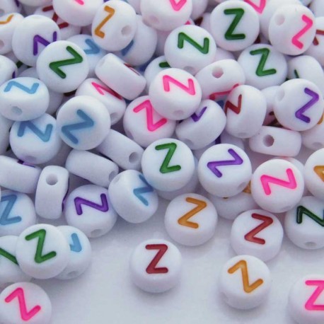 7mm Acrylic Alphabet Beads - Z - Mixed Colour - Pack of 40